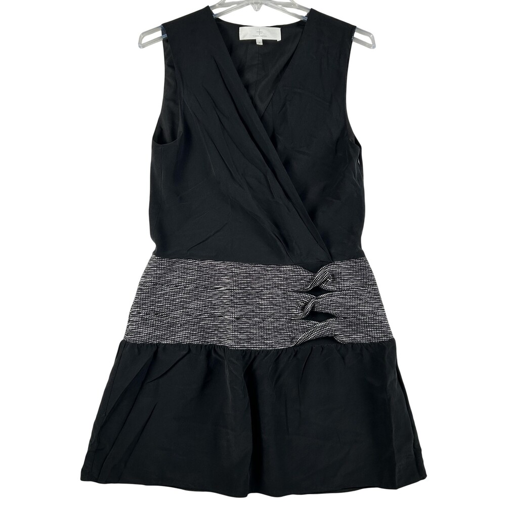 Thakoon Addition Dress Womens 8 Black Wrap Sleeveless Silk Waist Fit Flare